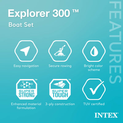 Intex Explorer 300 Compact Inflatable Three Person Raft Boat (Open Box) (2 Pack)