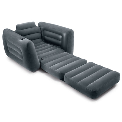 Intex Inflatable Pull Out Sofa Chair with Twin Sized Air Bed Mattress (Open Box)