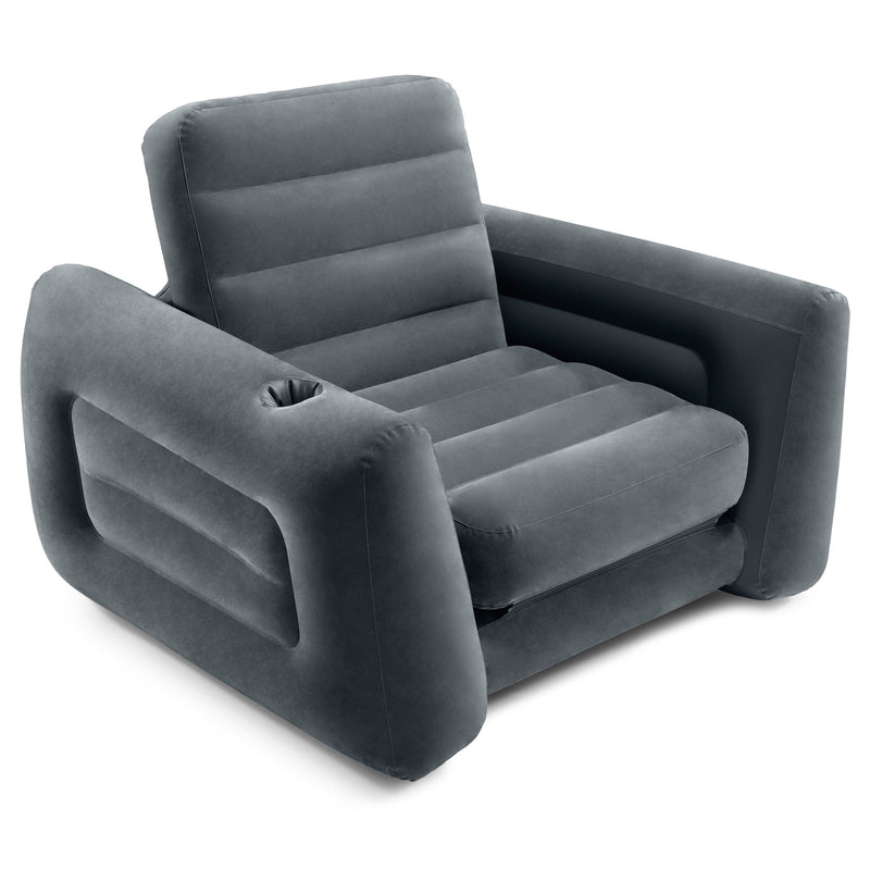 Intex Inflatable Pull Out Sofa Chair with Twin Sized Air Bed Mattress (Open Box)