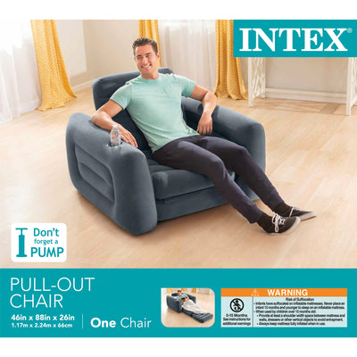 Intex Inflatable Pull Out Sofa Chair with Twin Sized Air Bed Mattress (Open Box)