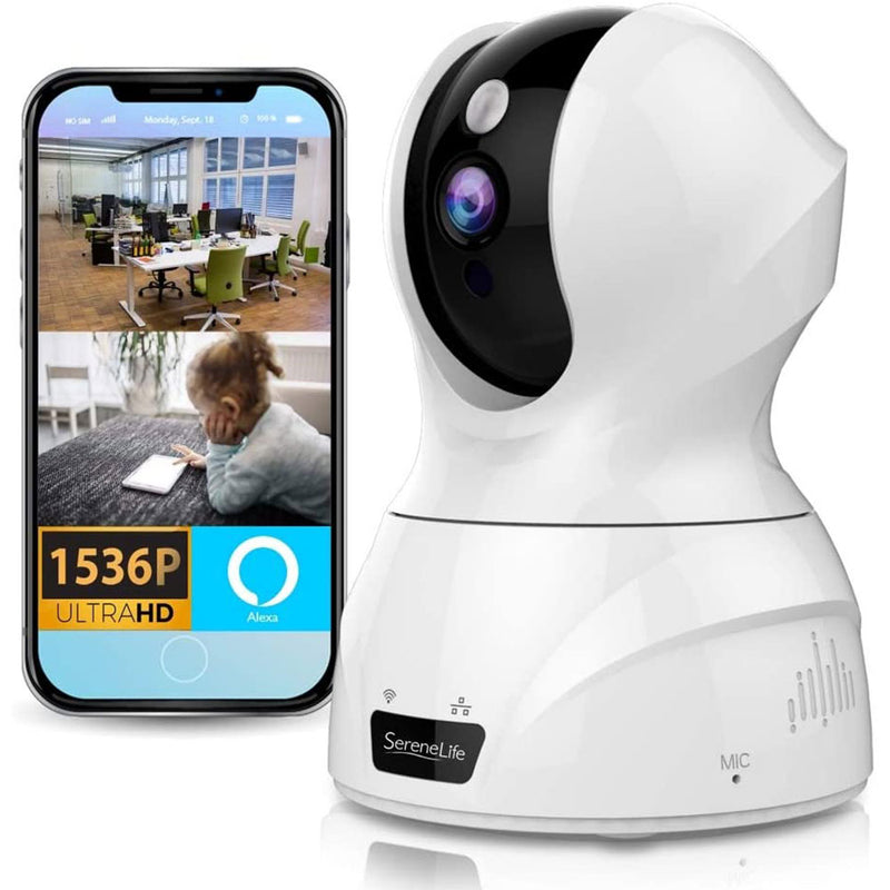 SereneLife IP WIFI 1536p HD Security Camera with Remote App Control (2 Pack)