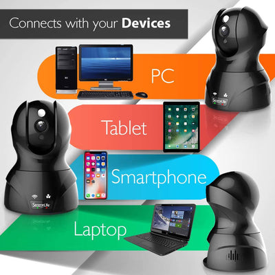 SereneLife IP WIFI 1080p HD Remote App Control Security Camera, Black (Open Box)