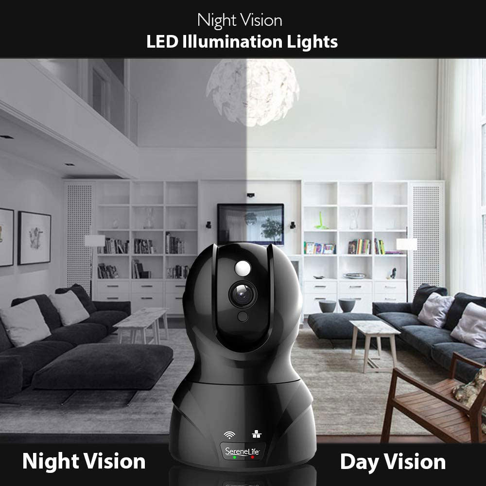 SereneLife IP WIFI 1080p HD Remote App Control Security Camera, Black (Open Box)