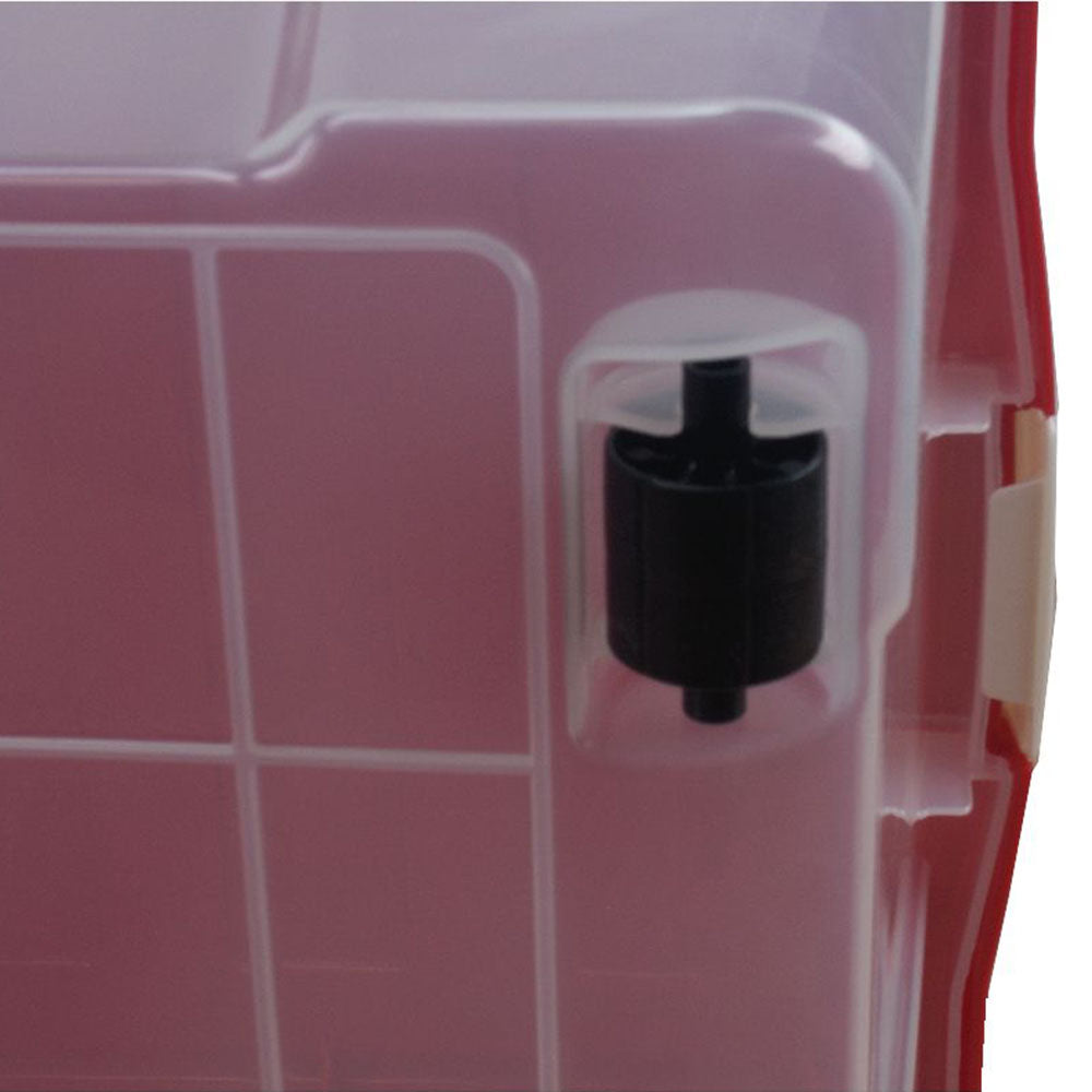 IRIS USA 2 Piece 7 Foot Christmas Tree Storage Box with Red Latching Lid, Clear