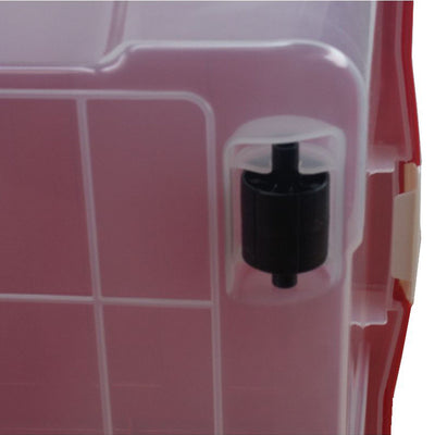 IRIS USA 2 Piece 7 Foot Christmas Tree Storage Box with Red Latching Lid, Clear