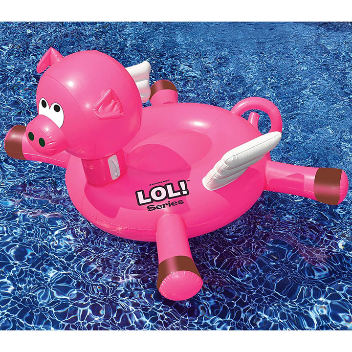 Swimline Large Inflatable LOL Flying Pig Pool Float, Lake Floating Raft, Pink