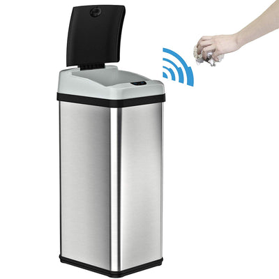 iTouchless 13 Gallon Touchless Kitchen Garbage Trash Can, Stainless Steel (Used)