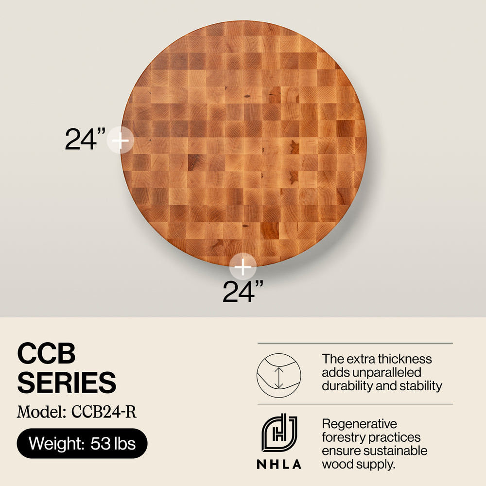 John Boos Medium Maple Wood End Grain Cutting Board for Kitchen, 24" x 24" x 4" - VMInnovations