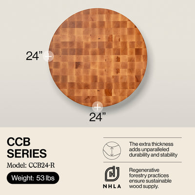 John Boos Medium Maple Wood End Grain Cutting Board for Kitchen, 24" x 24" x 4" - VMInnovations
