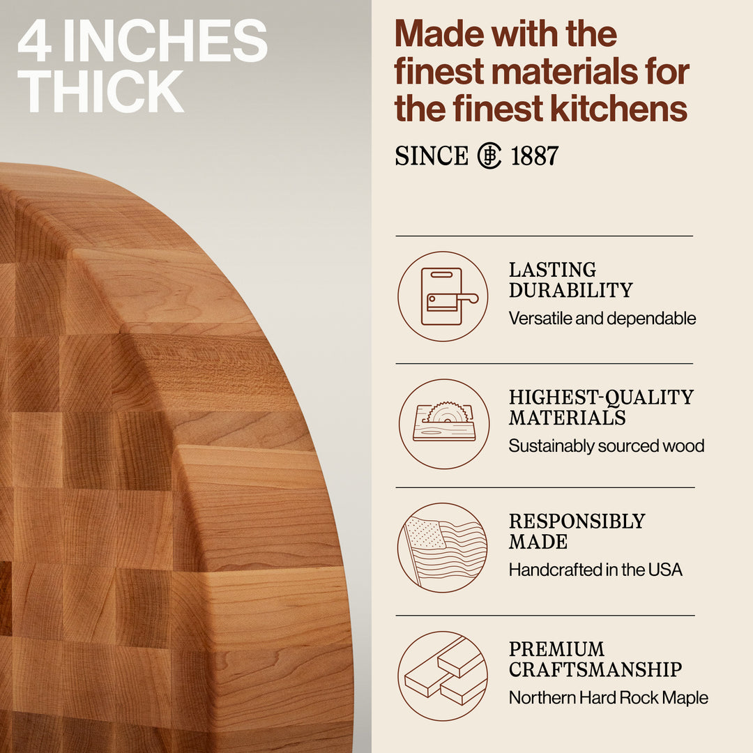 John Boos Medium Maple Wood End Grain Cutting Board for Kitchen, 24" x 24" x 4" - VMInnovations