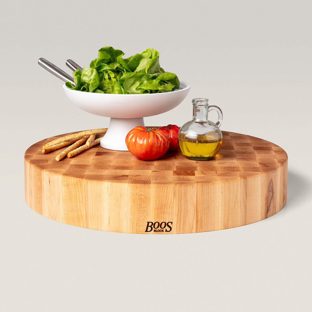 John Boos Medium Maple Wood End Grain Cutting Board for Kitchen, 24" x 24" x 4" - VMInnovations