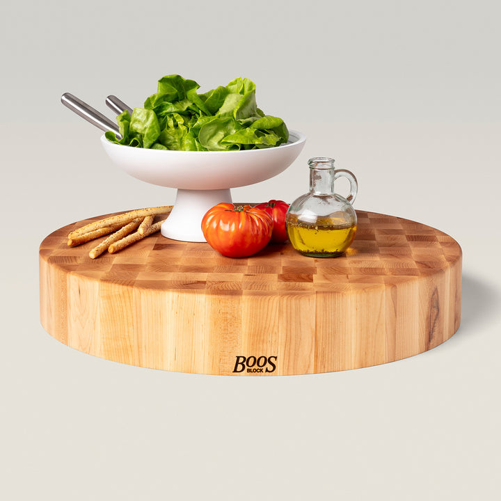 John Boos Medium Maple Wood End Grain Cutting Board for Kitchen, 24" x 24" x 4" - VMInnovations