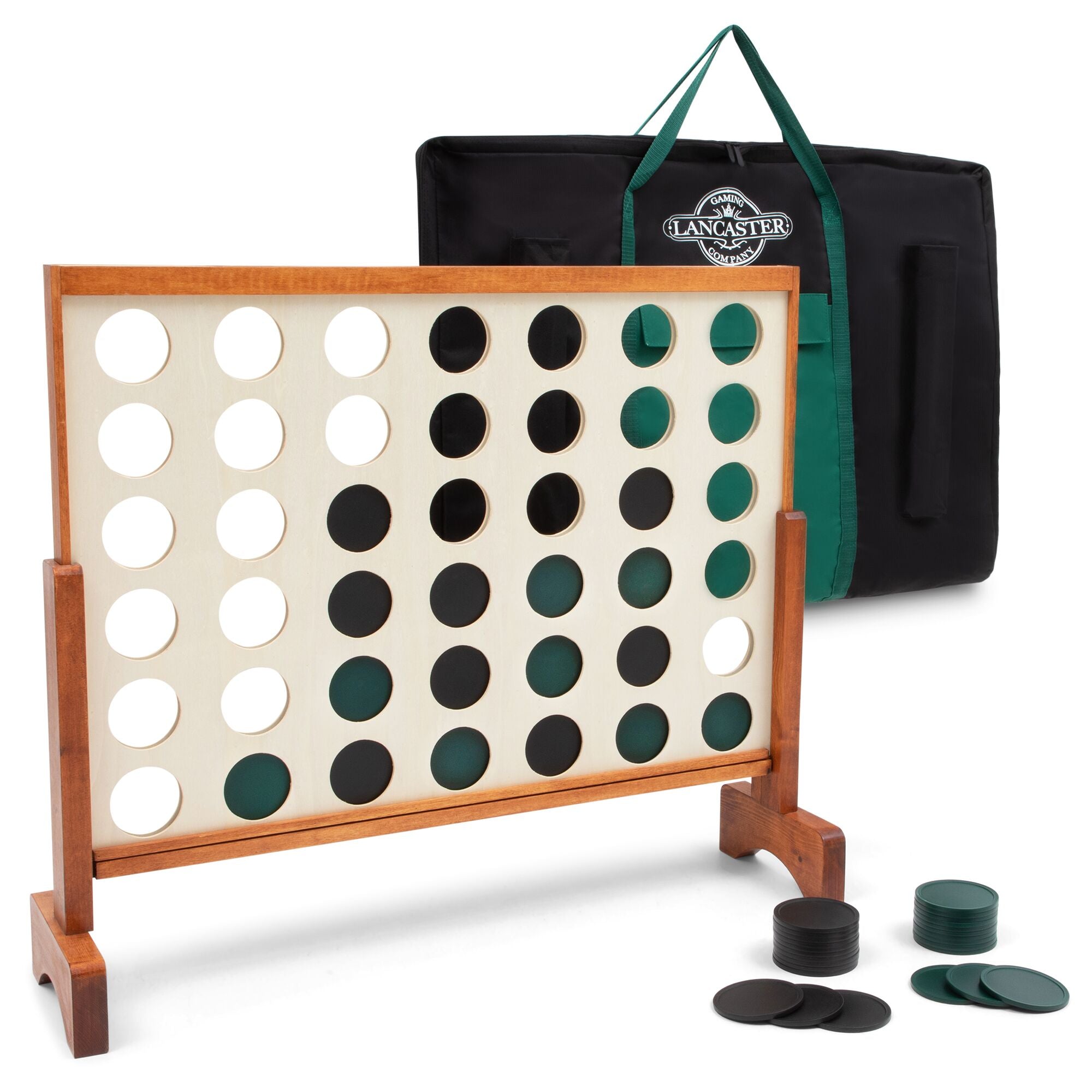 Lancaster Oversized 4-In-A-Row Wooden Outdoor Game w/ Carry Bag (Refurbished)