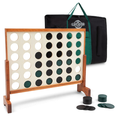 Lancaster Oversized 4-In-A-Row Wooden Outdoor Game w/ Carry Bag (Refurbished)