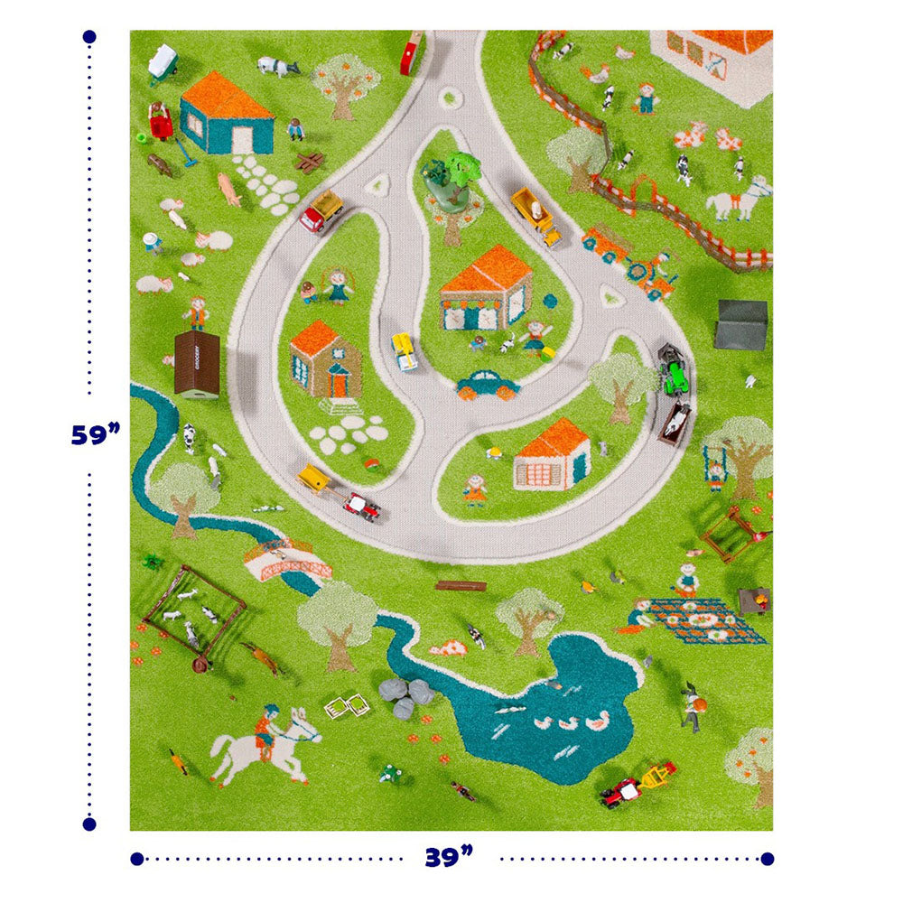 IVI 3D Play Carpets 59 x 39-inch Farm Rug and Educational Toddler Mat, Medium - VMInnovations