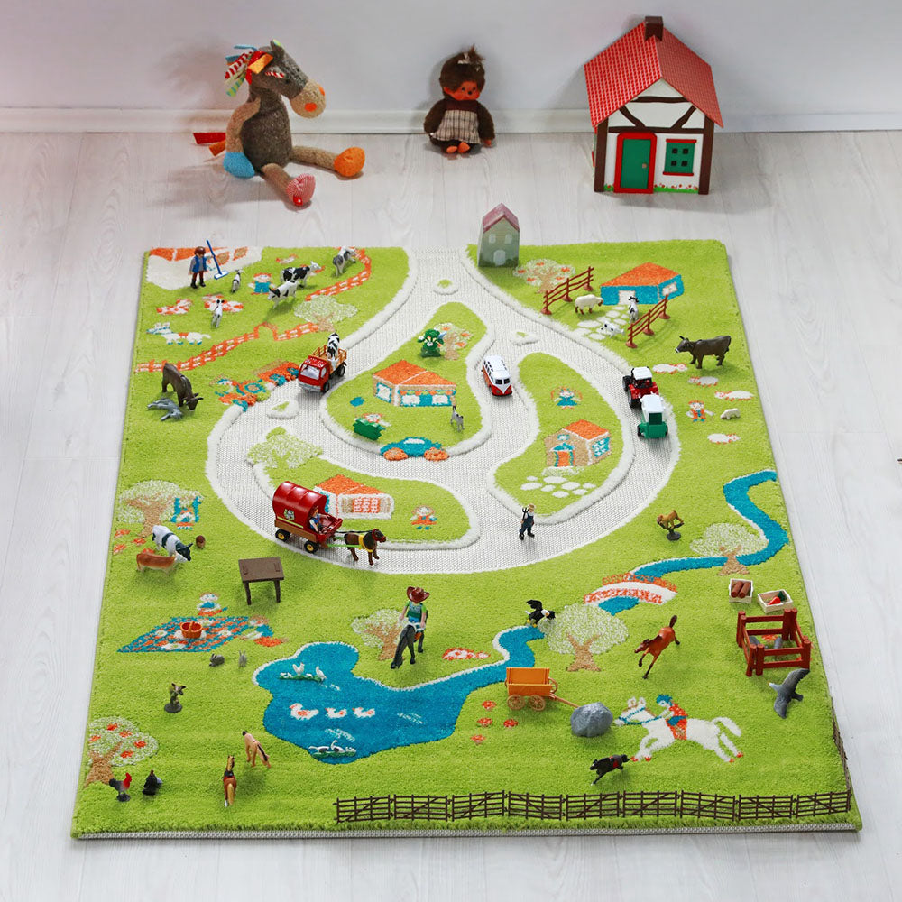 IVI 3D Play Carpets 59 x 39-inch Farm Rug and Educational Toddler Mat, Medium - VMInnovations