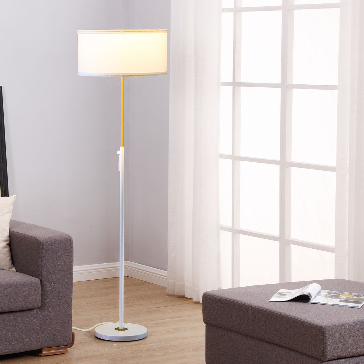 Brightech Telescope Tall Modern Free Standing Floor Lamp w/ LED Light (Open Box)