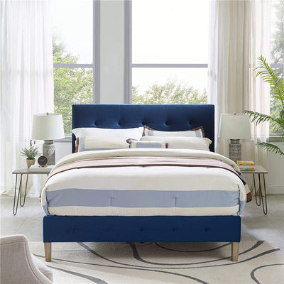 Classic Brands Seattle Modern Tufted Platform Bed Frame, King, Antonio Sapphire