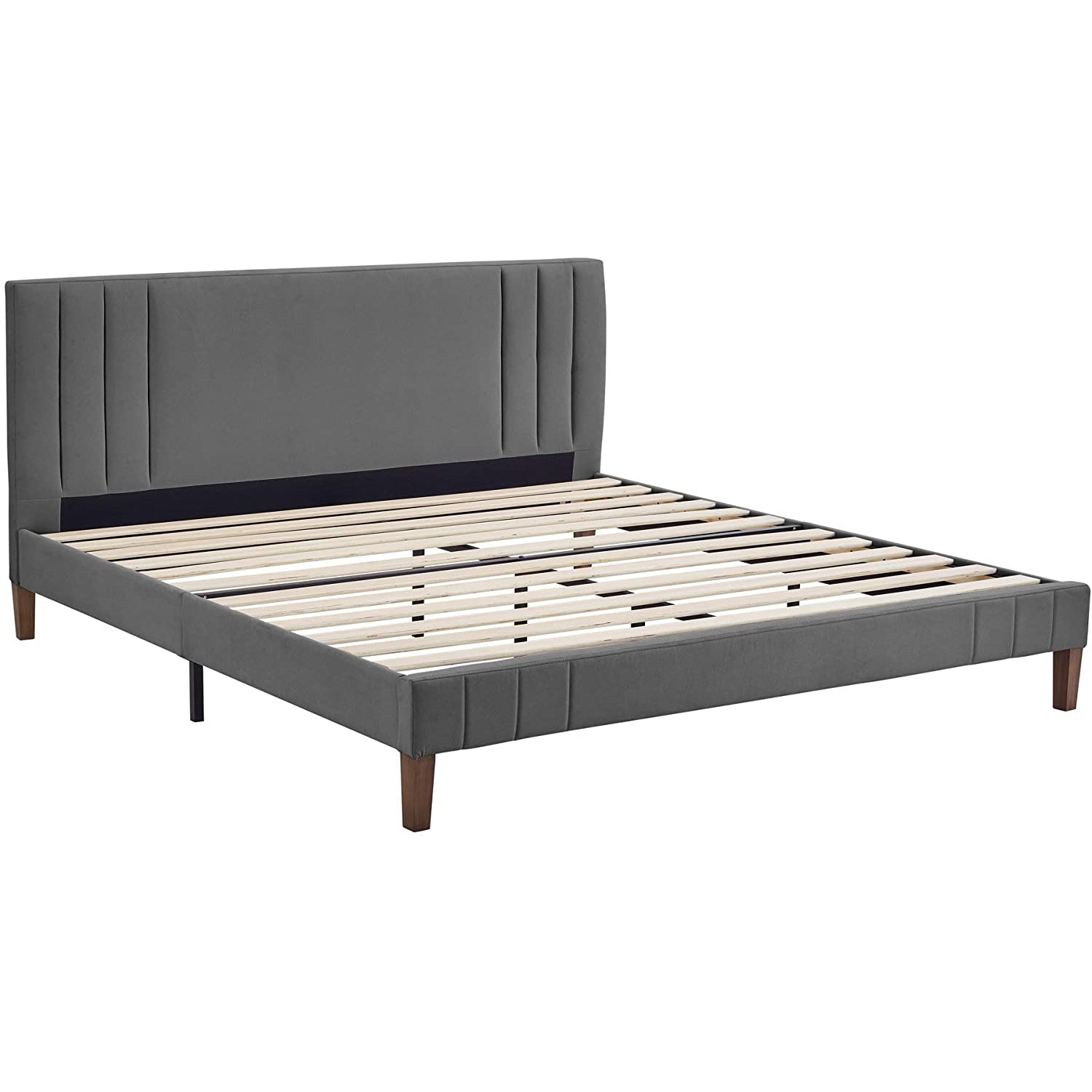 Classic Brands Chicago Tufted Upholstered Platform Bed Frame, King, Light Gray