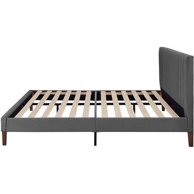 Classic Brands Chicago Tufted Upholstered Platform Bed Frame, King, Light Gray