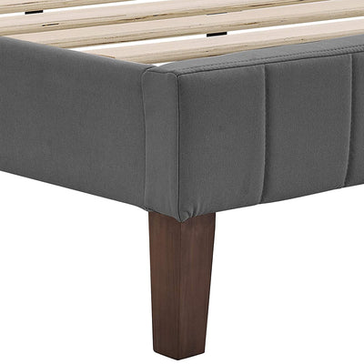 Classic Brands Chicago Tufted Upholstered Platform Bed Frame, King, Light Gray