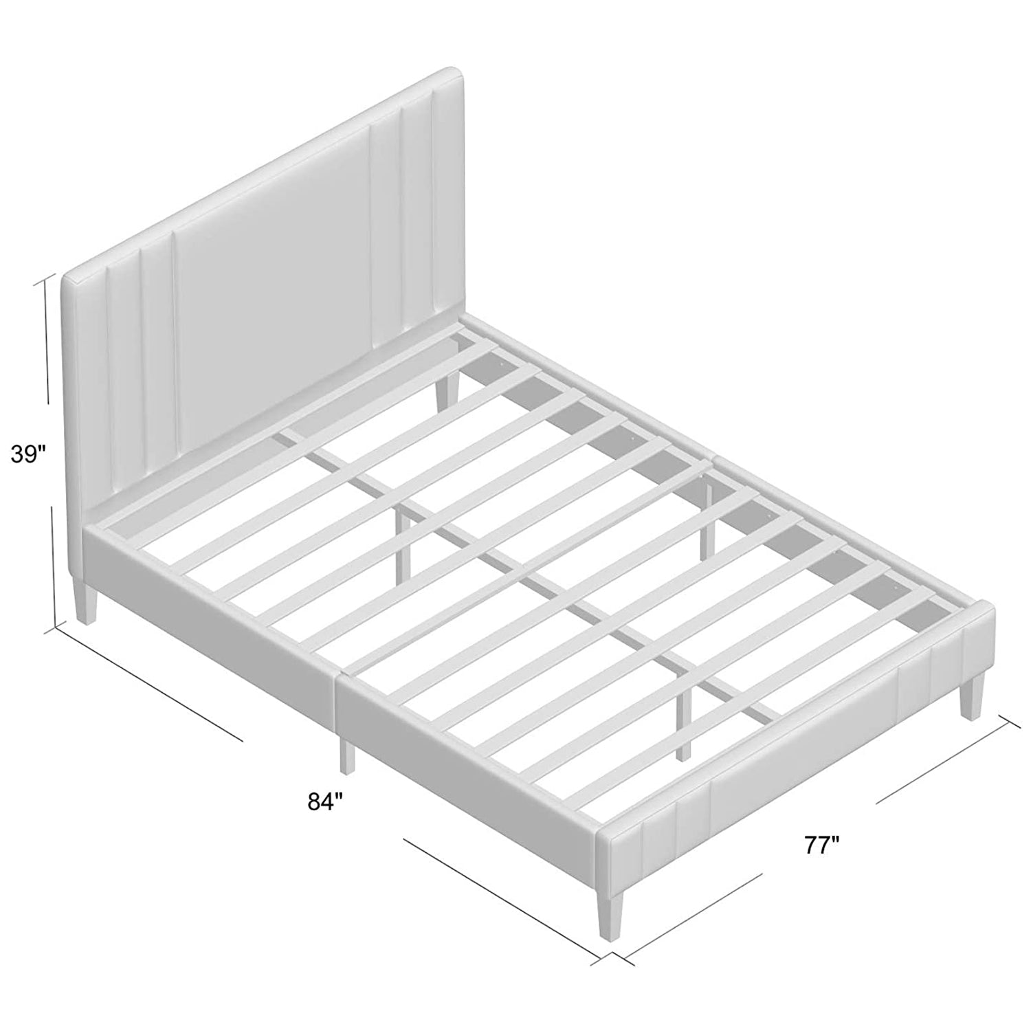 Classic Brands Chicago Tufted Upholstered Platform Bed Frame, King, Light Gray