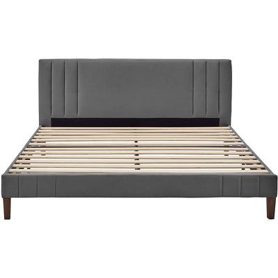 Classic Brands Chicago Tufted Upholstered Platform Bed Frame, King, Light Gray