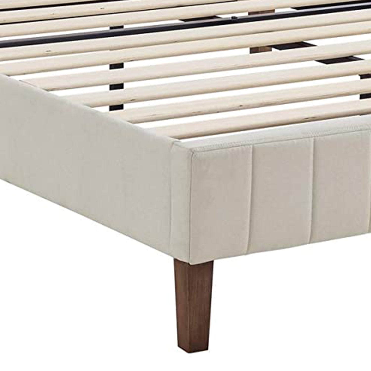 Classic Brands Chicago Tufted Upholstered Wood Platform Bed Frame, Queen, Shell