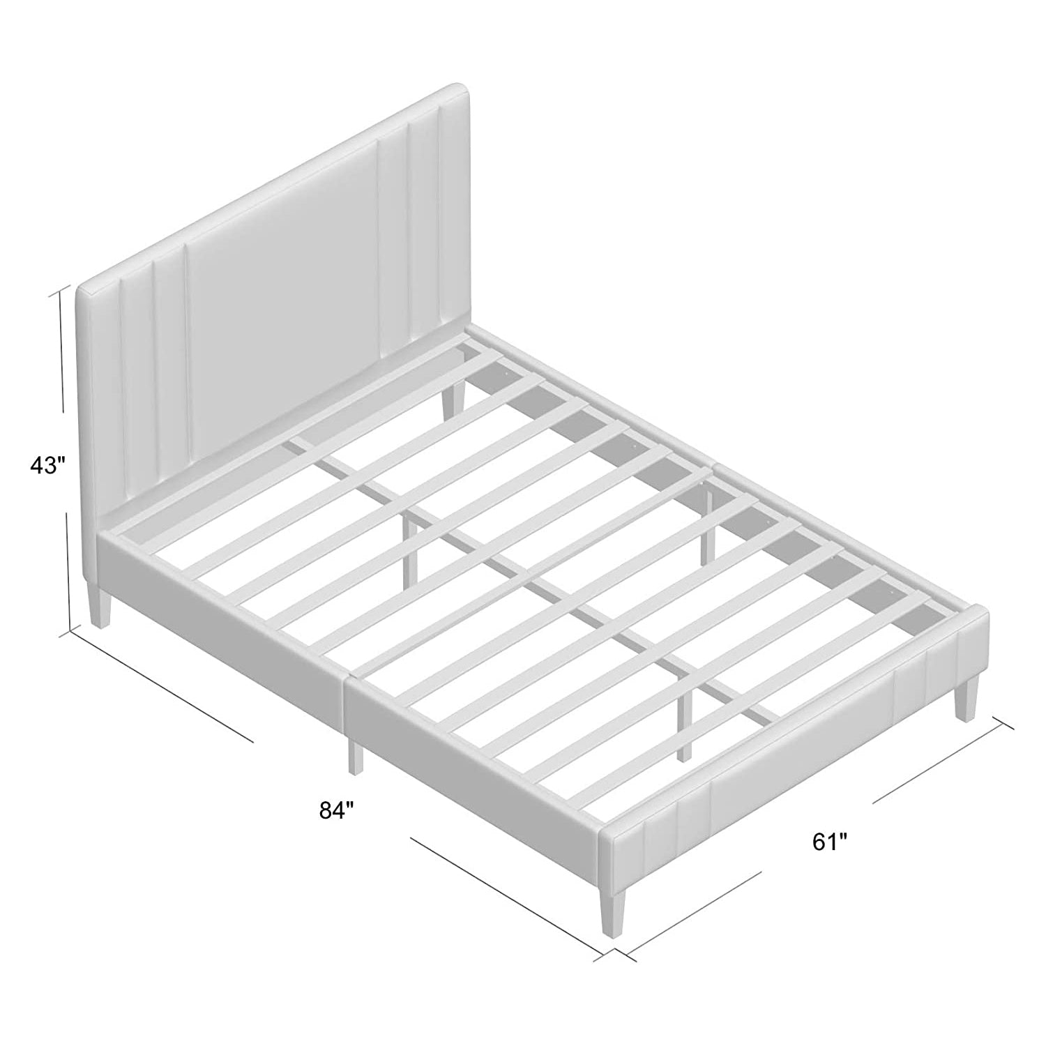 Classic Brands Chicago Tufted Upholstered Wood Platform Bed Frame, Queen, Shell