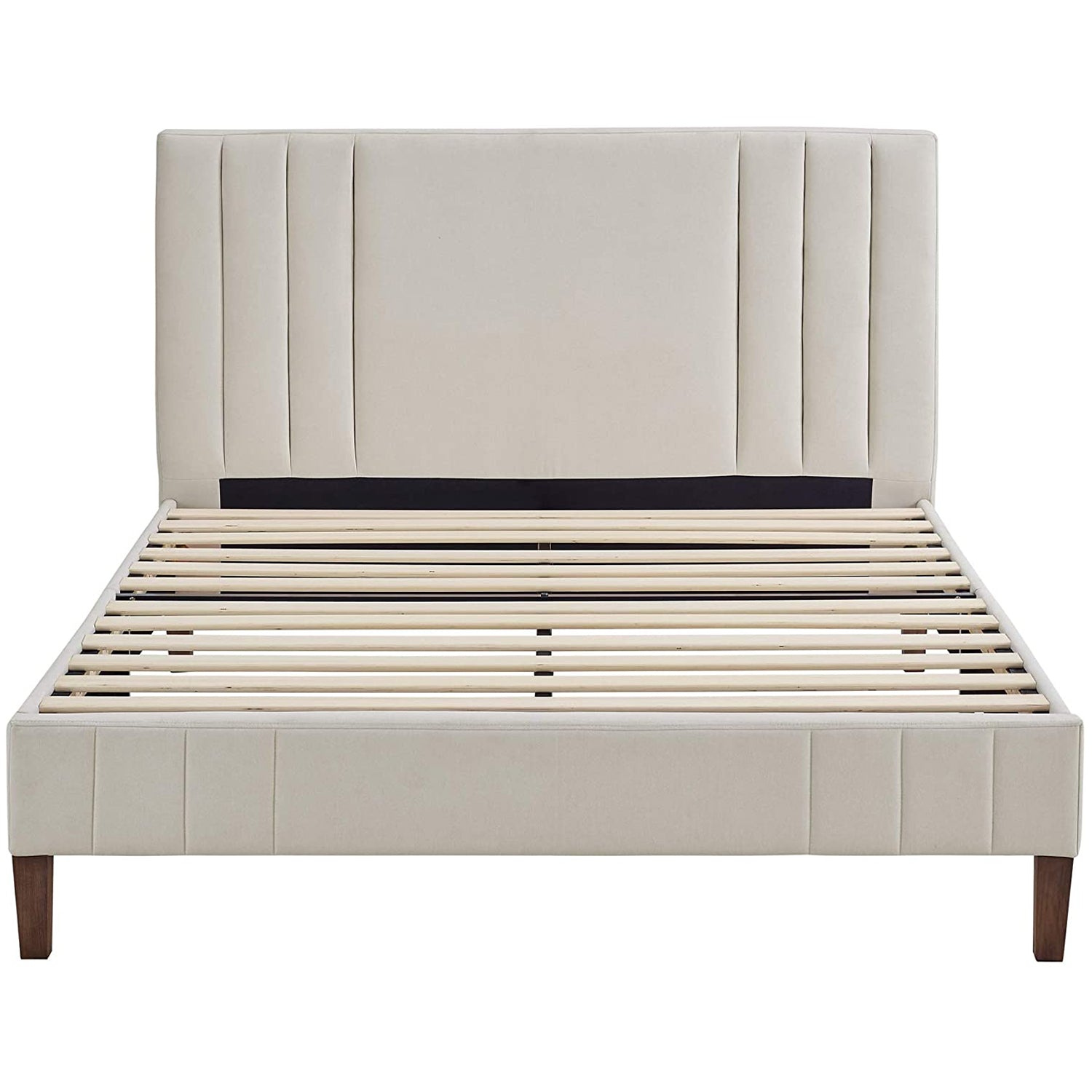 Classic Brands Chicago Tufted Upholstered Wood Platform Bed Frame, Queen, Shell
