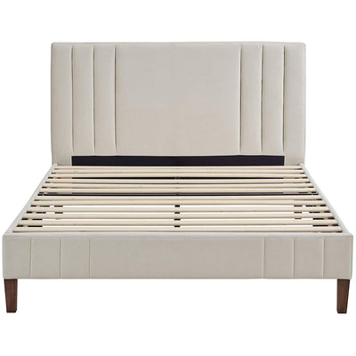 Classic Brands Chicago Tufted Upholstered Wood Platform Bed Frame, Queen, Shell