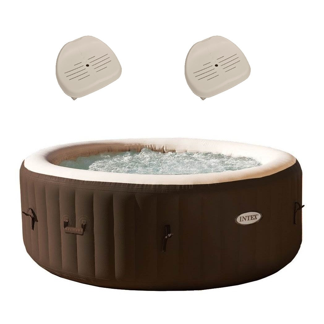 Intex PureSpa  Massage 4 Person Inflatable Hot Tub Spa w/ Hot Tub Seat (2 Pack)