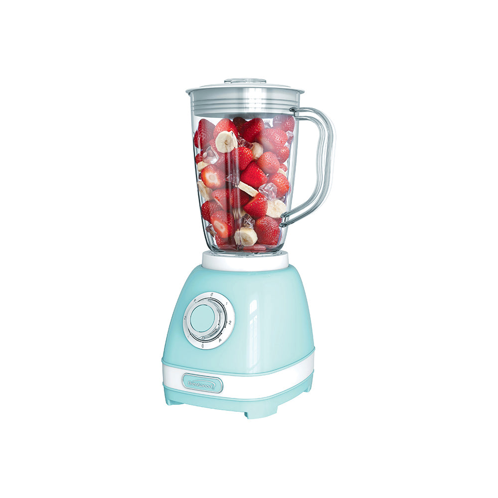 Brentwood Retro 2-Speed and Pulse Electric Blender w/ Glass Jar, Blue (Open Box)