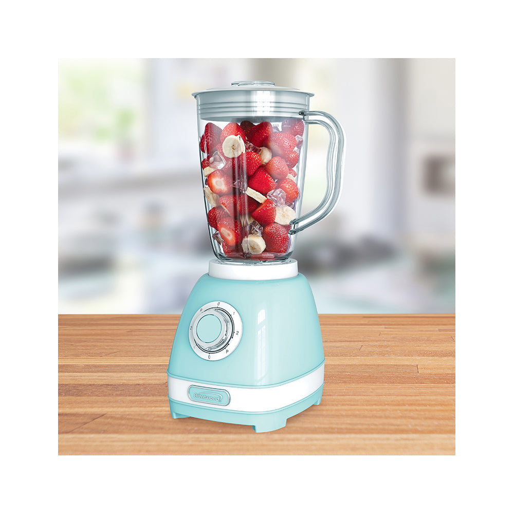 Brentwood Retro 2-Speed and Pulse Electric Blender w/ Glass Jar, Blue (Open Box)