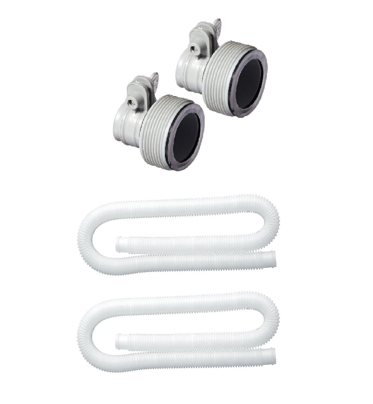 Intex Replacement Hose Adapter (Pair) w/ Pool Pump Replacement Hose (2 Pack)