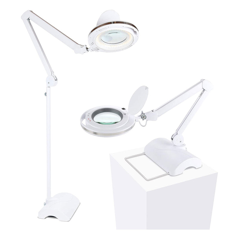 Brightech Lightview 2 in 1 Magnifying Dimmer Floor & Desk Lamp, White (Open Box)