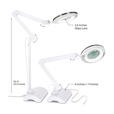 Brightech Lightview 2 in 1 Magnifying Dimmer Floor & Desk Lamp, White (Open Box)