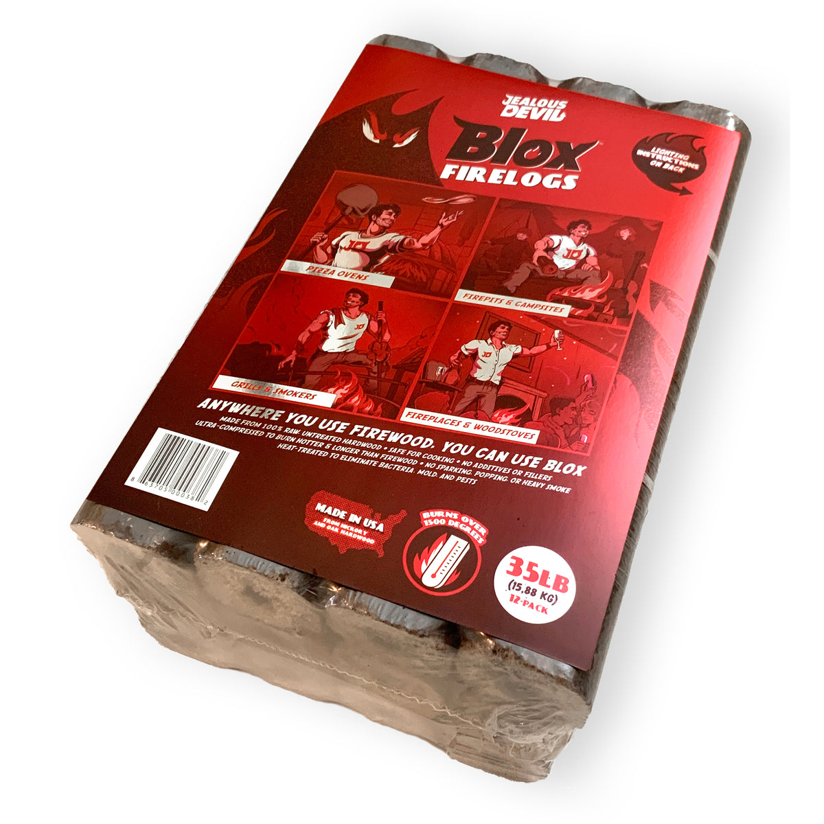 Jealous Devil 12 Hickory/Oak Compressed Logs & 100% Natural Lump Charcoal 20lbs