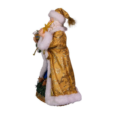 Kurt Adler 11.5 Inch Battery Operated Fabriche Nativity Scene Santa Figurine