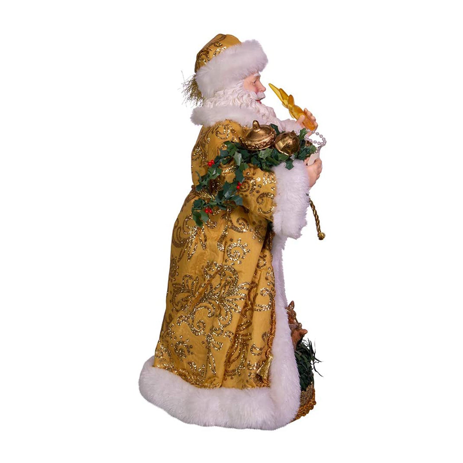 Kurt Adler 11.5 Inch Battery Operated Fabriche Nativity Scene Santa Figurine