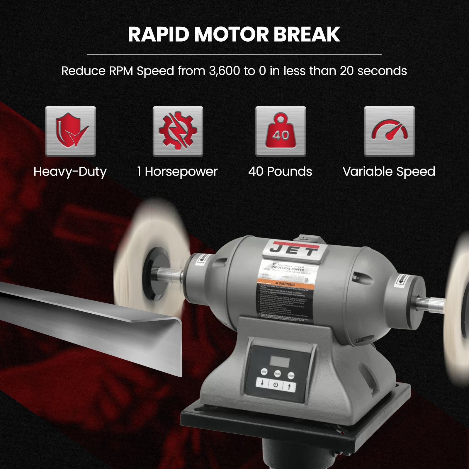Jet 8" Variable High Speed Electric Industrial Metal Polisher Buffer (For Parts) - VMInnovations
