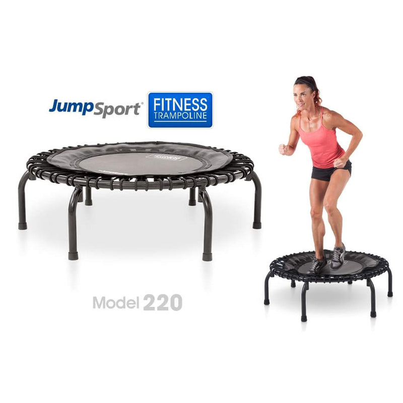 JumpSport 220 Fitness Rebounder Mini Trampoline & Handle Bar Accessory, Black