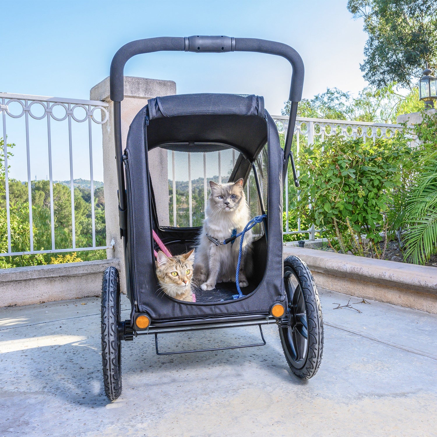 Petique Pet Mobile Breeze Jogger Stroller Cart w/ Mesh Windows, Black (Open Box) - VMInnovations