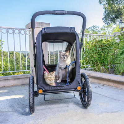 Petique Pet Mobile Breeze Jogger Stroller Cart w/ Mesh Windows, Black (Open Box) - VMInnovations