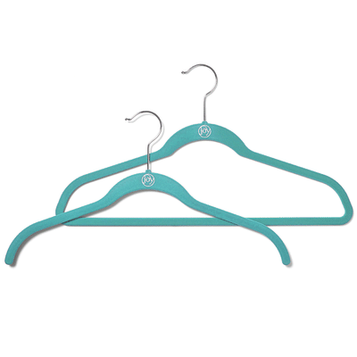 JOY Huggable Hangers Velvety Shirt Hangers 24-pack, Chrome, Teal (Open Box)