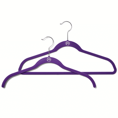 JOY Huggable Hangers Velvety Shirt Hangers 24 Pack, Chrome, Purple (Open Box)