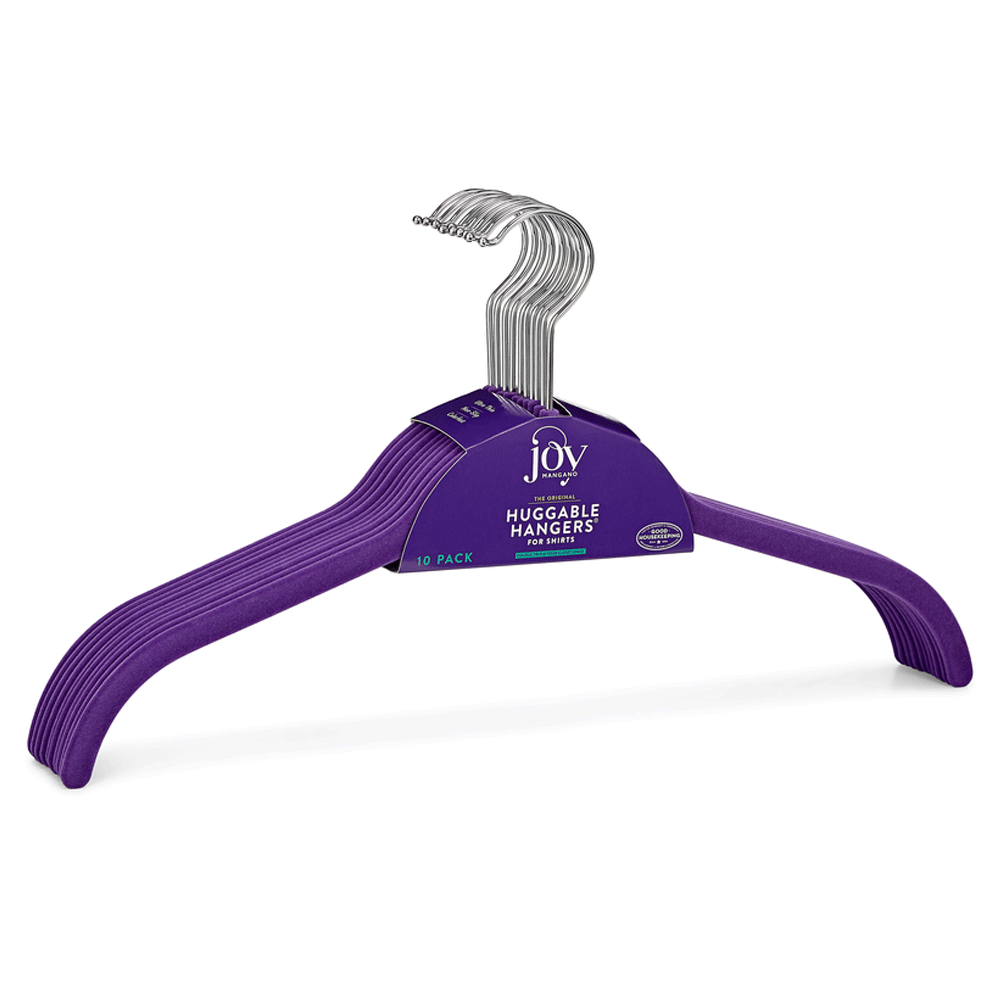 JOY Huggable Hangers Velvety Shirt Hangers 24 Pack, Chrome, Purple (Open Box)