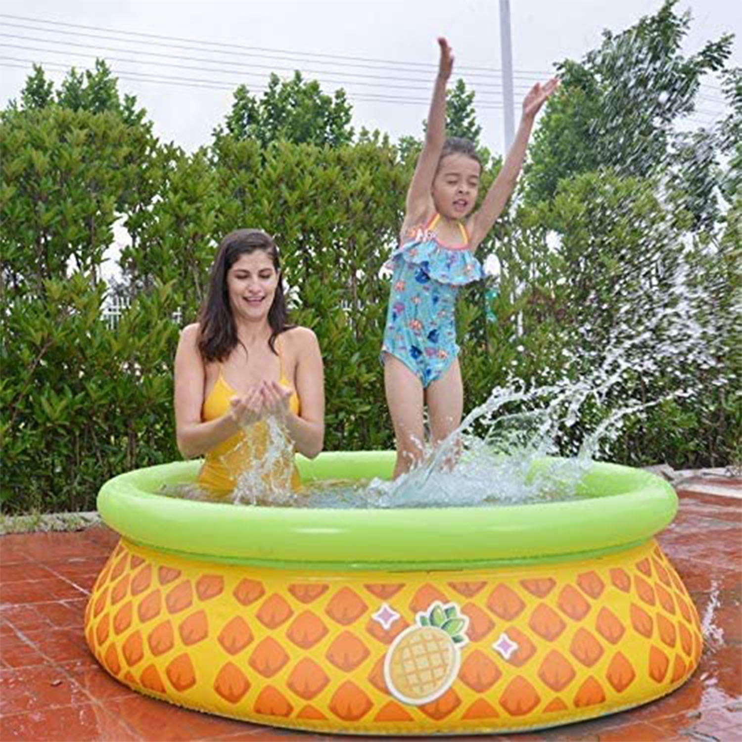 JLeisure 5' x 16.5" 3D Pineapple Inflatable Outdoor Kiddie Splash Pool (Used) - VMInnovations