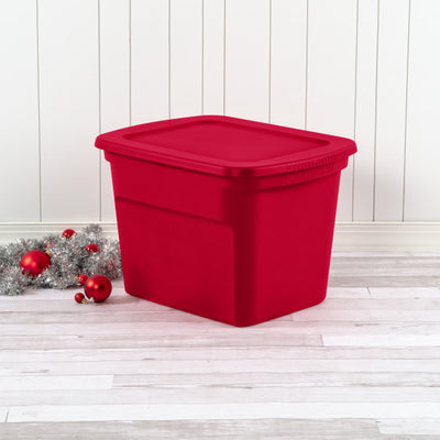 Sterilite 18 Gallon Plastic Stackable Storage Tote Container Bin, Red (16 Pack)