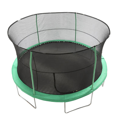 JumpKing JK1418C2 14 Foot Padded Enclosed Round Trampoline with G3 Poles, Green - VMInnovations